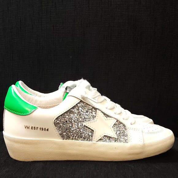 Vintage Havana Shoes - Vintage Havana Positivity 1 Green & White Sparkle Sneakers - Woman's Size 8
